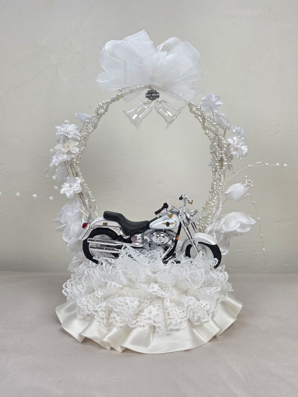 Vintage Harley Davidson Wedding Cake Topper Motorcycle Centerpiece